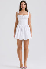 Natassia White Cotton Mini Dress