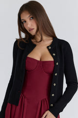 Signature Black Cashmere + Merino Wool Cardigan