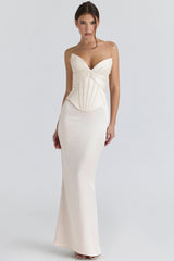 Eve Ivory Satin Corset Maxi Gown - Limited Edition
