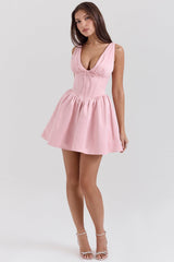 Emmeliette Powder Pink Satin Mini Dress