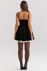 Minimoiselle Black Velvet Tulle Mini Dress