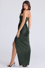 Carelle Emerald Satin Strapless Maxi Dress