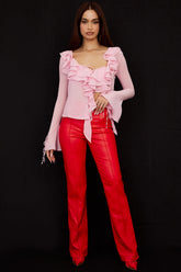 Elenaora Scarlet Vegan Leather Trousers