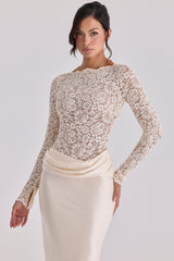 Ellie Vintage Ivory Lace Long Sleeve Bodysuit