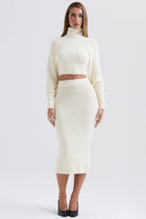 Nyala Cream Soft Boucle Knit Cropped Sweater