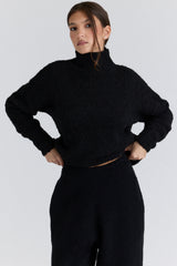Brooklyn Black Wool Boucle Knit Sweater