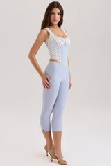 Carella Blue Stretch Twill Fitted Capri Trousers