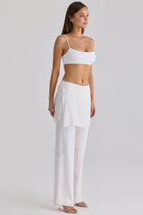 Leona White Sateen Trousers with Over Skirt
