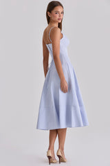 Millie Bluebell Lace Up Cotton Midi Sundress