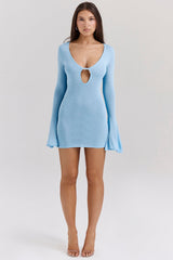 Noya Ocean Blue Knit Mini Dress