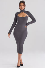 Meliora Charcoal Knit Midi Dress