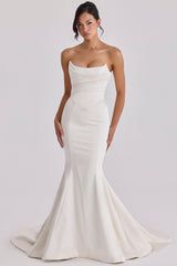 Veronique Ivory Satin Strapless Bridal Gown