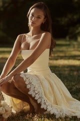 Ysabella Lemon Custom Lace + Broderie Anglaise Midi Sundress