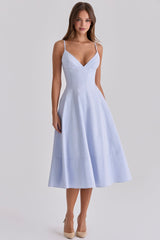 Millie Bluebell Lace Up Cotton Midi Sundress