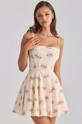 Dolly Ivory Vintage Rose Print Cotton Flared Mini Sundress