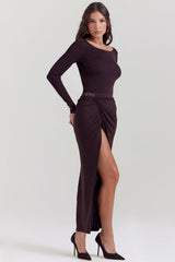 Lilas Espresso Knit Midi Skirt