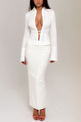 Eden White Cotton Twill Maxi Skirt