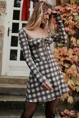 Malika Red Tartan Corset Mini Dress