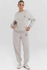 Haze Cloud Cotton Fleece-Back Crew Neck Sweatshirt