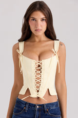 Callie Lemon Rose Print Reversible Cotton Corset Top