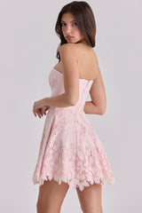Jemima Pink Strapless Cut Out Broderie Anglaise Mini Dress