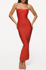 The Sweetheart Saffron Strapless V Waist Bandage Maxi Dress