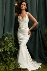 Emilie Off White Satin Mermaid Bridal Gown