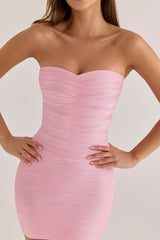The Sweetheart Lychee Strapless V Waist Bandage Mini Dress