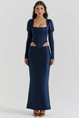 Dana Navy Puff Sleeve Corset