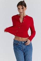 Signature Red Cashmere + Merino Wool Cardigan