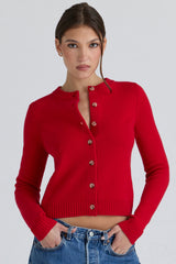 Signature Red Cashmere + Merino Wool Cardigan