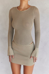 Savannah Taupe Knit Long Sleeve Top
