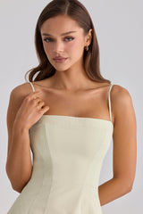 Dolly Matcha Green Cotton Flared Midi Sundress