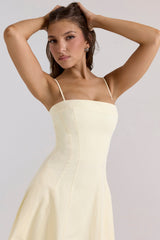 Dolly Lemon Stretch Cotton A-Line Midi Sundress