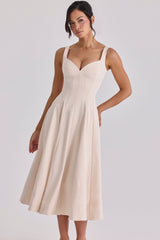 Carlotta Vintage Ivory Twill Silhouette Midi Dress