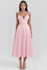 Tiffany Parisian Pink Satin A-Line Midi Dress