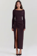 Lilas Espresso Knit Midi Skirt