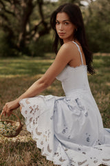 Tatiana Bluebell Lace + Cotton Broderie Anglais Midi Sundress