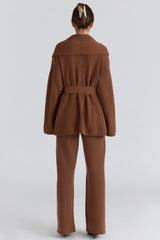 Madison Tan Pure Wool Draped Front Cardigan