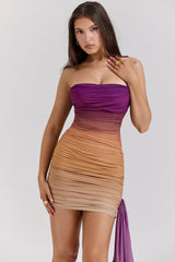 Sofie Ombre Mesh Strapless Mini Dress