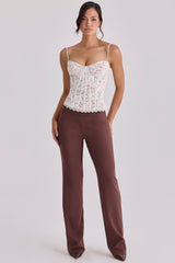Chiara Espresso Brown Straight Leg Trousers