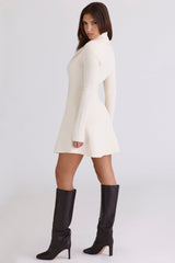 Ayla Cream Asymmetric Skater Mini Dress