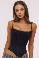 Cadie Black Satin Corset Top