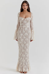 Delilah Vintage Cream Lace Maxi Dress