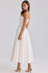 Gina White Cotton Strapless Maxi Dress