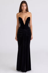 Vienne Black Velvet Deep Plunge Maxi Gown - Limited Edition