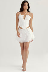 Clarice White Floaty Layered Mini Skirt