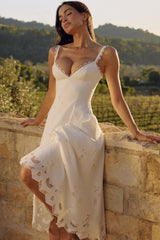 Tatiana White Cotton Broderie Anglaise Midi Sundress