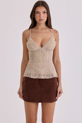 Adelise Mocha Vegan Suede Mini Skirt