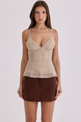 Adelise Mocha Vegan Suede Mini Skirt
